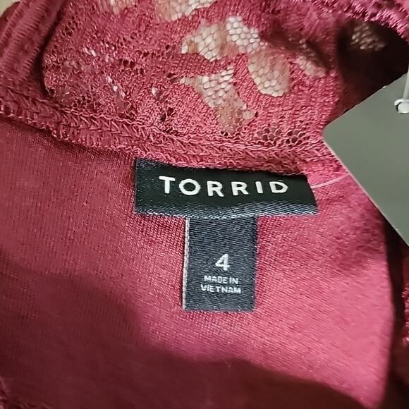 Torrid Cordovan Wine Lace Short Sleeve Bodsuit Womens Plus Size 4x NWT - Picture 7 of 11